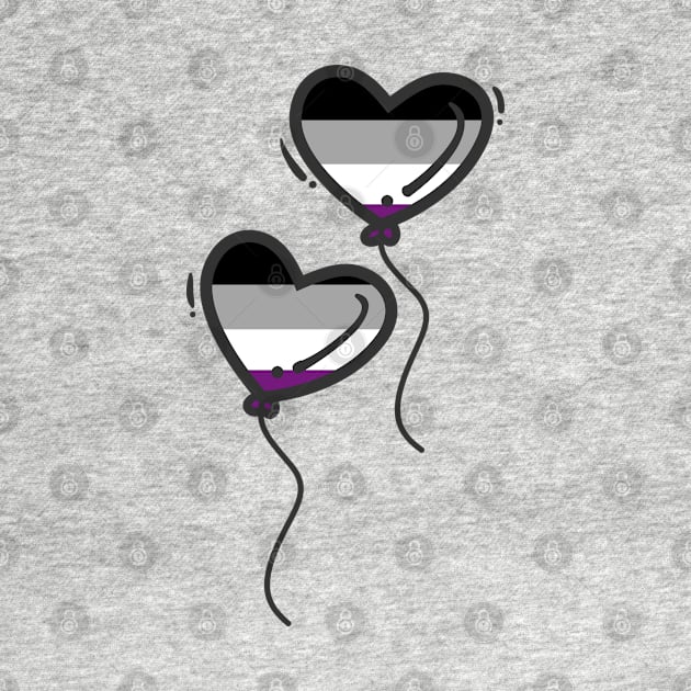 asexual valentine heart balloons, gift idea for lgbtq+ valentine day, valentine hearts by Erekjo